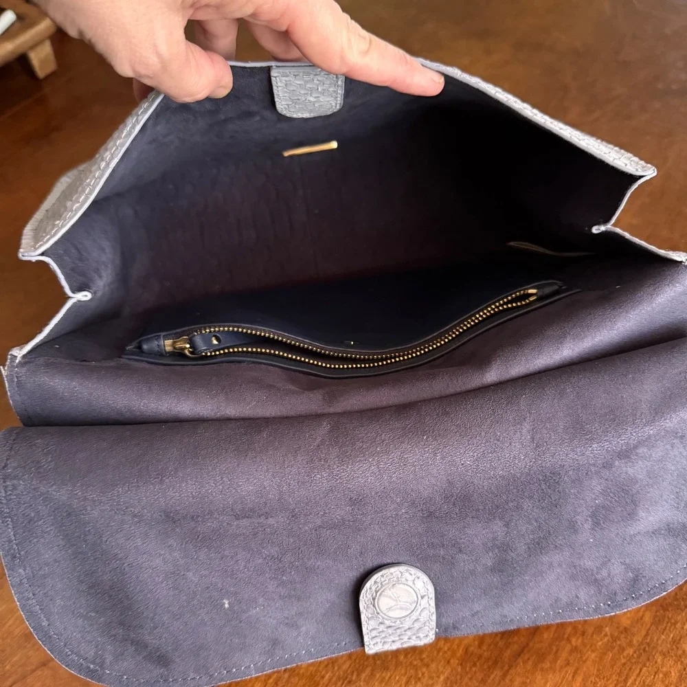 Kate Spade New York Gray Snakeskin Embossed Leather Flap‎ Hobo Shoulder Bag